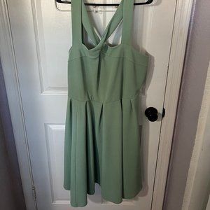 Torrid Stretch Sage Green Criss Cross Neck Dress- Size 3